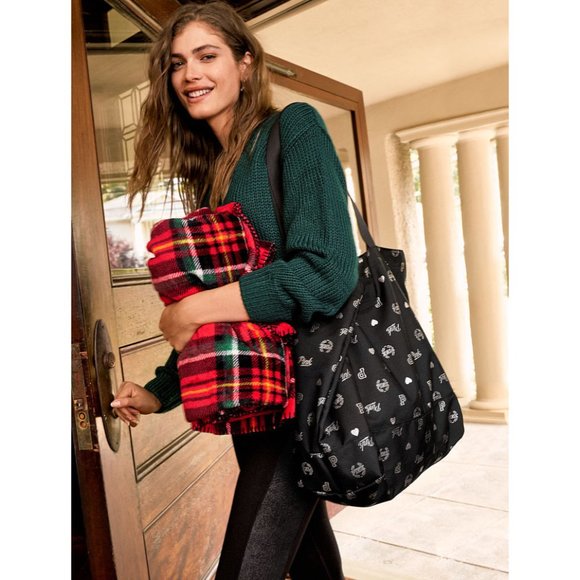 Victoria's Secret Red Plaid Plush Throw Blanket